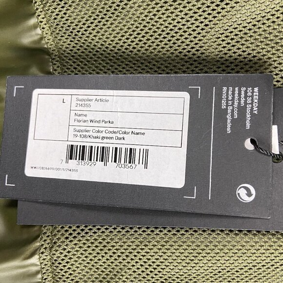 WEEKDAY | Florian Wind Parka Dark Khaki Large NWT - Picture 14 of 16